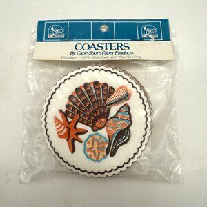 Cape Shore Seashell Paper Coasters New Sealed 18-Pack Beach Nautical Vintage